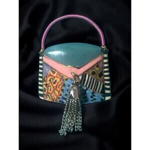 Cynthia Chuang-Jewelry 10 Purse Pin Brooch Hand Painted Porcelain Metal Accents